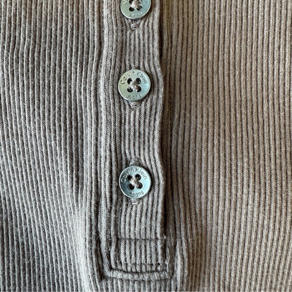 Calvin Klein Taupe Long Sleeve Dress 100% Cotton - Picture 11 of 16